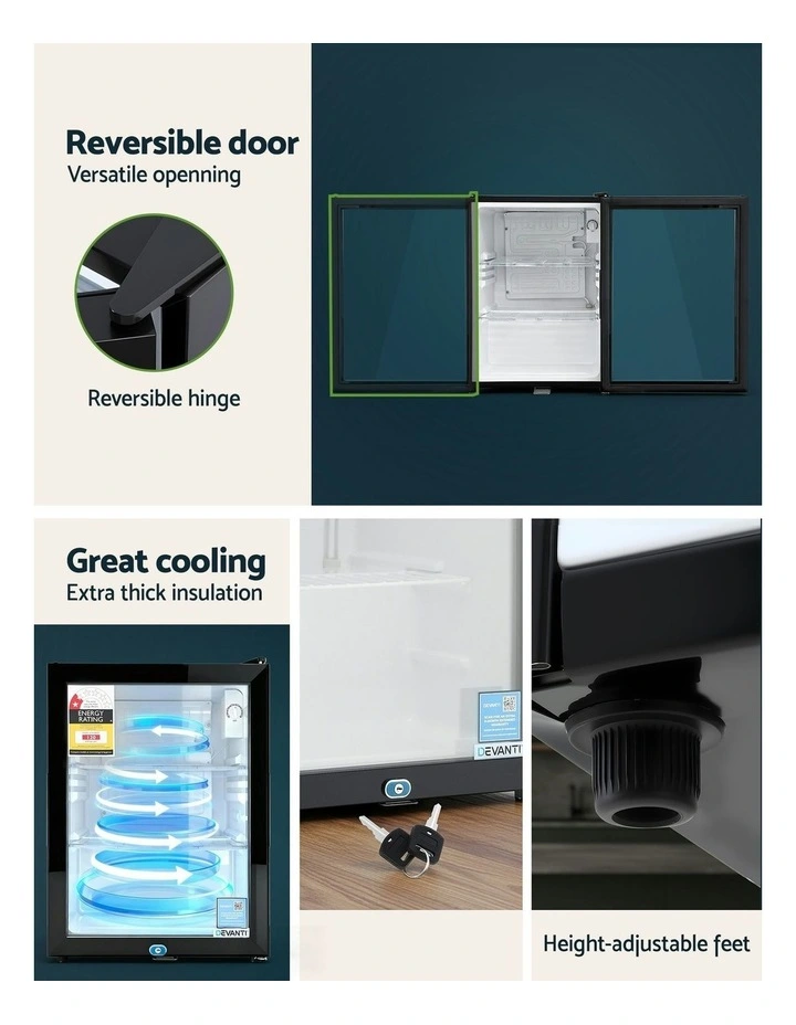 Bar Fridge Glass Door 56L in Black image 7