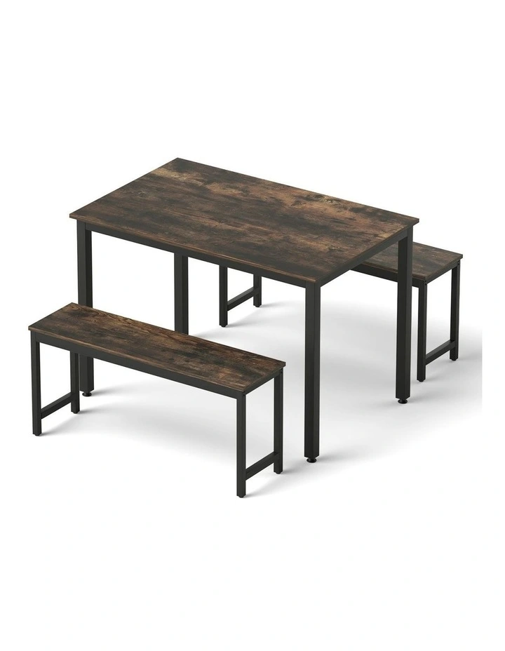 Dining Table And Chairs Set Of 3 Pieces in Dark Walnut image 1