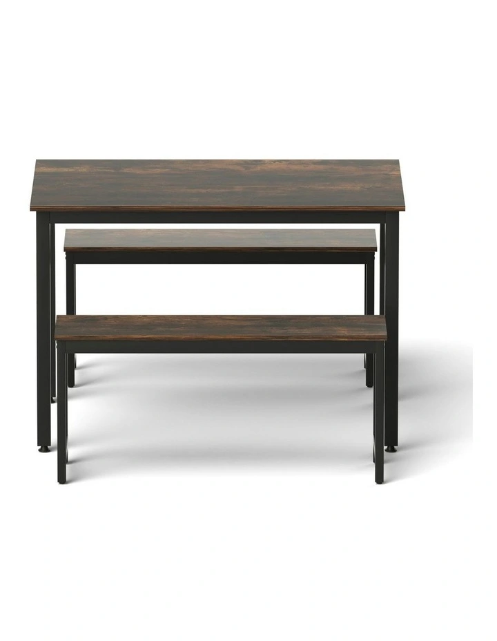 Dining Table And Chairs Set Of 3 Pieces in Dark Walnut image 2