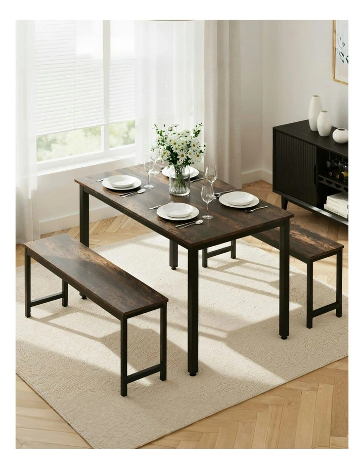 Dining Table And Chairs Set Of 3 Pieces in Dark Walnut image 3