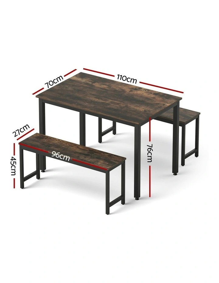 Dining Table And Chairs Set Of 3 Pieces in Dark Walnut image 4