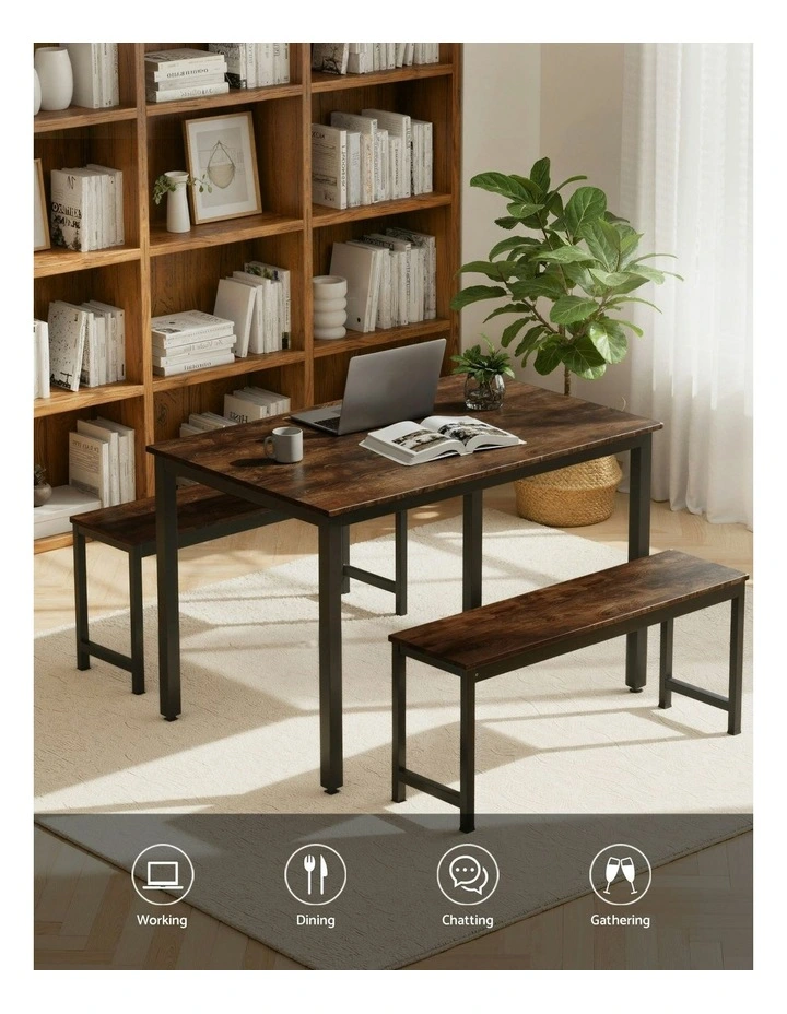 Dining Table And Chairs Set Of 3 Pieces in Dark Walnut image 5