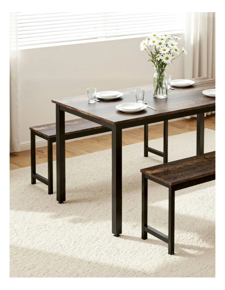 Dining Table And Chairs Set Of 3 Pieces in Dark Walnut image 6