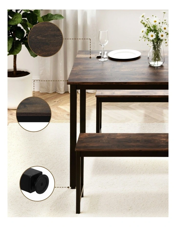 Dining Table And Chairs Set Of 3 Pieces in Dark Walnut image 7