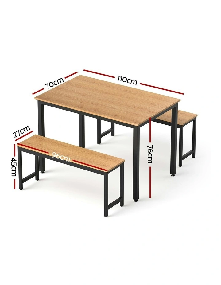 Dining Table And Chairs Set Of 3 Pieces in Oak image 4