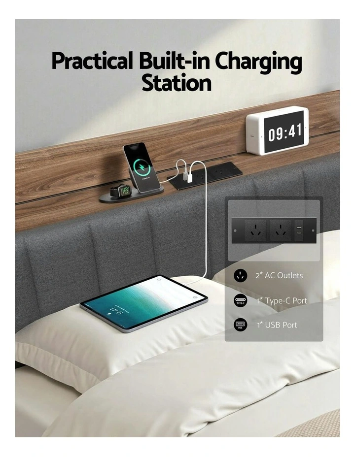 Metal Storage Bed Frame Double Size in Black image 5