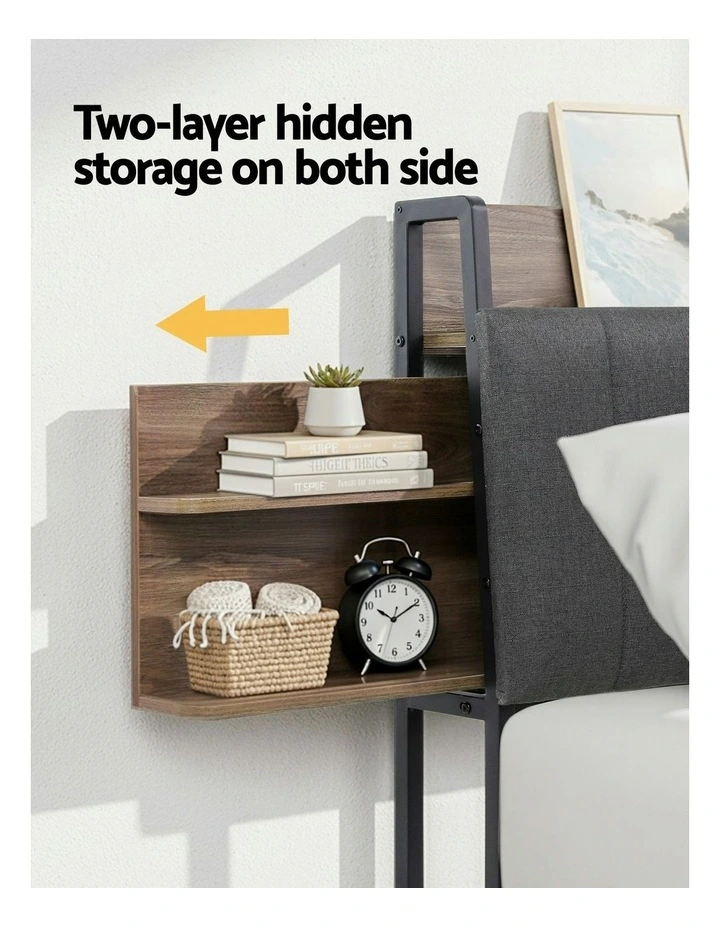 Metal Storage Bed Frame Double Size in Black image 6