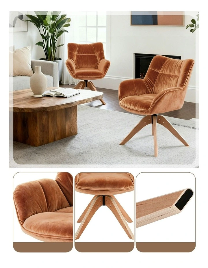 Nursing Swivel Armchair in Velvet Brown image 6