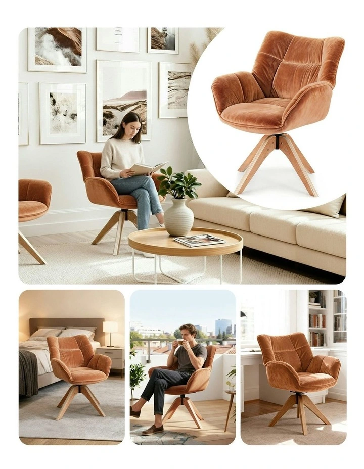 Nursing Swivel Armchair in Velvet Brown image 7