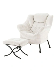 Ottoman Lounge Footrest Armchair in Velvet White