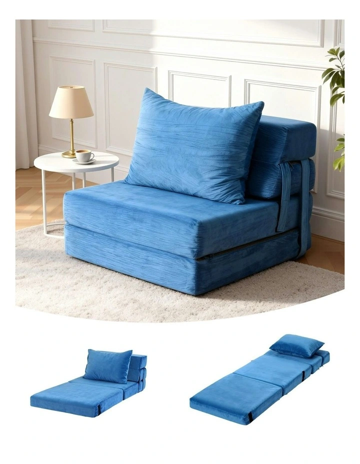 Convertible Folding Sofa Bed in Blue image 3