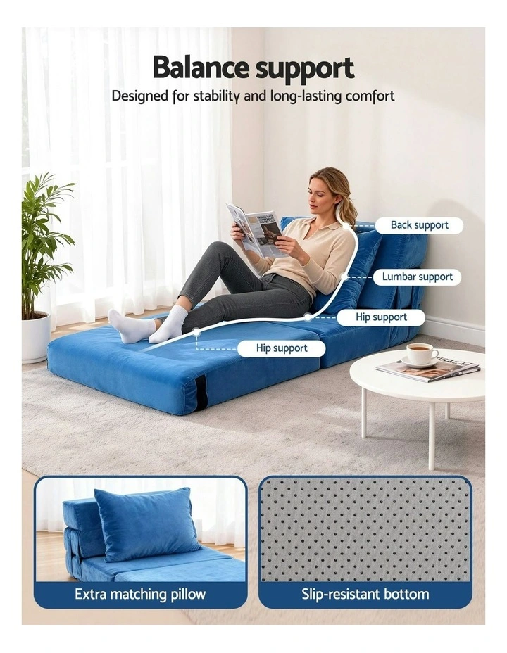 Convertible Folding Sofa Bed in Blue image 5