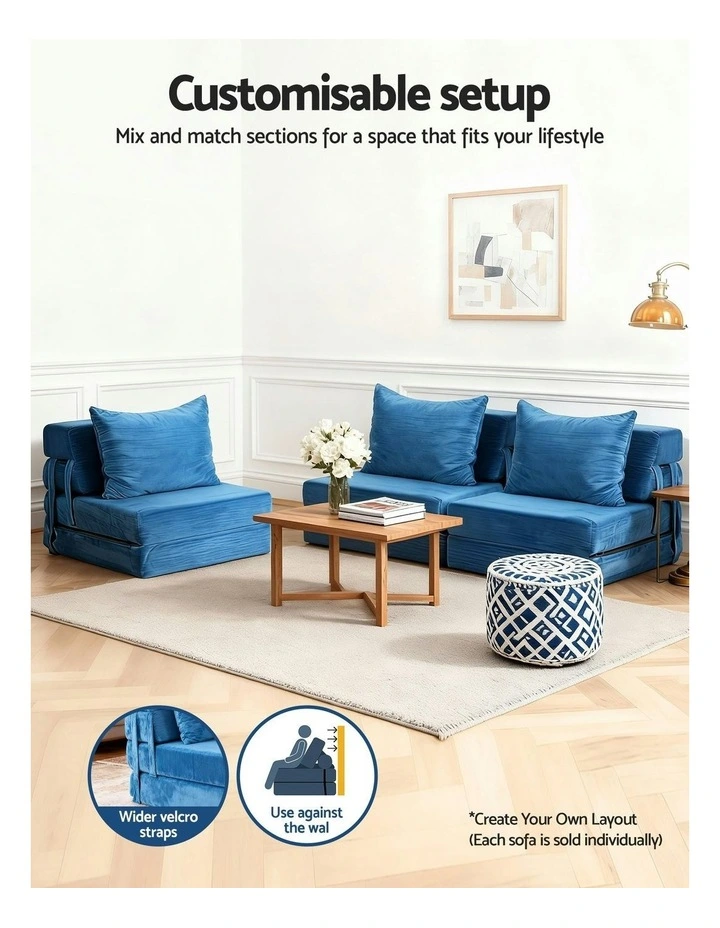 Convertible Folding Sofa Bed in Blue image 6