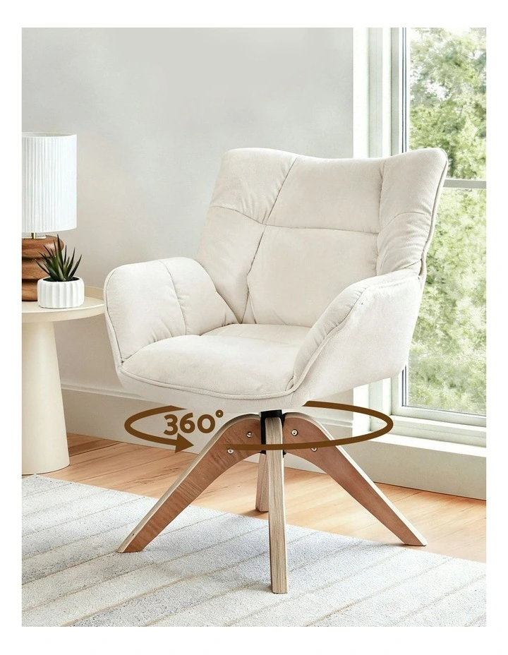 Nursing Armchair in Velvet White image 3