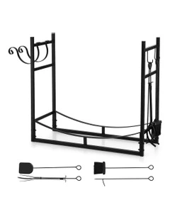 Wood Rack Storage Firewood Rack 84cm in Black