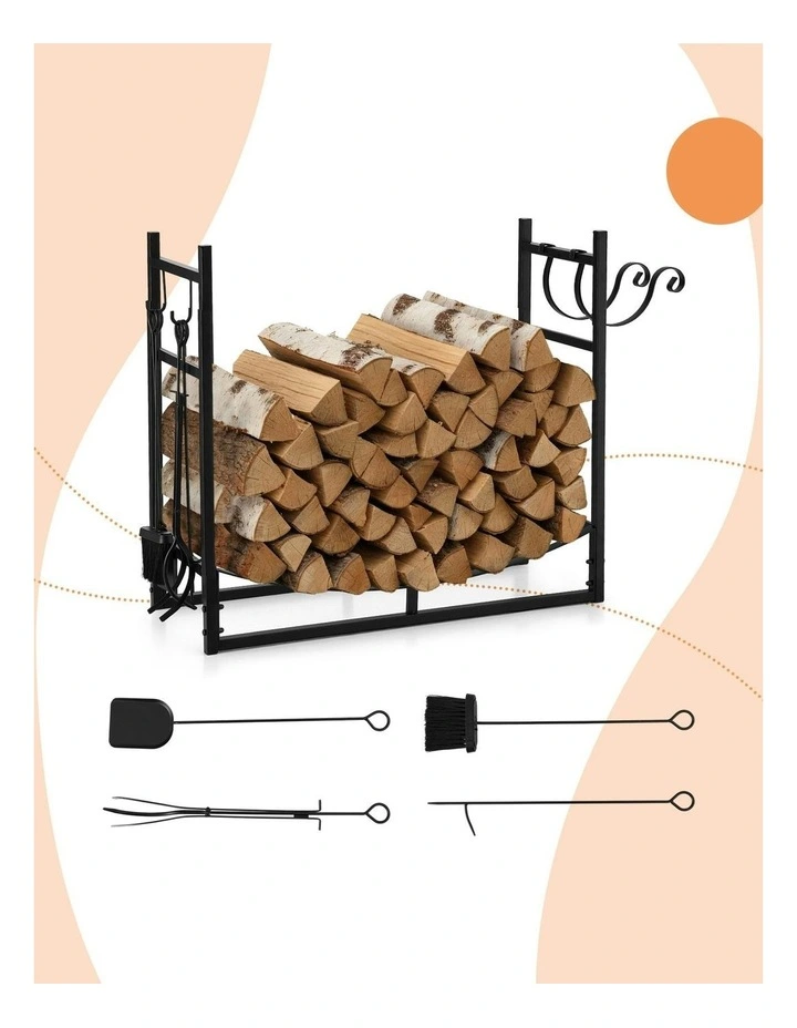 Wood Rack Storage Firewood Rack 84cm in Black image 5