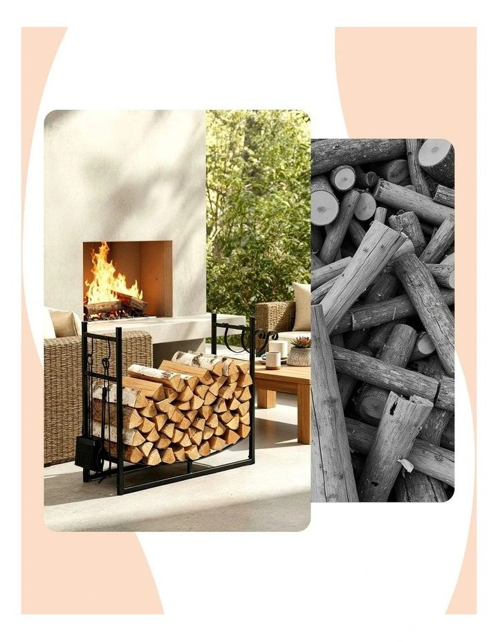 Wood Rack Storage Firewood Rack 84cm in Black image 6