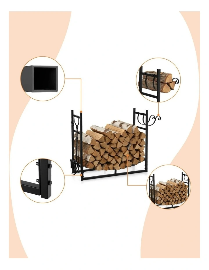 Wood Rack Storage Firewood Rack 84cm in Black image 7