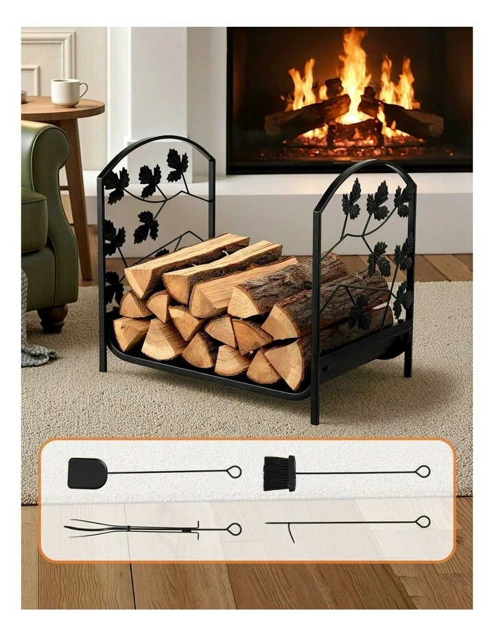Wood Rack Storage Firewood Rack 48cm in Black image 3