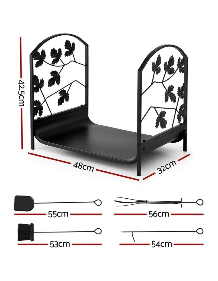 Wood Rack Storage Firewood Rack 48cm in Black image 4