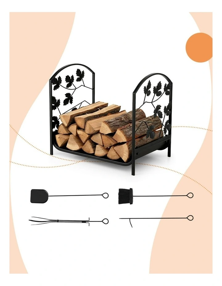 Wood Rack Storage Firewood Rack 48cm in Black image 5