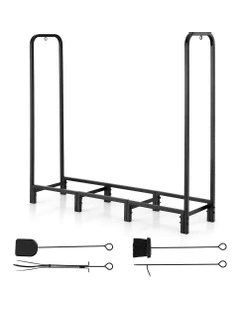 Wood Rack 3 Sizes Firewood Storage with Tools Firewood Rack 120cm in Black
