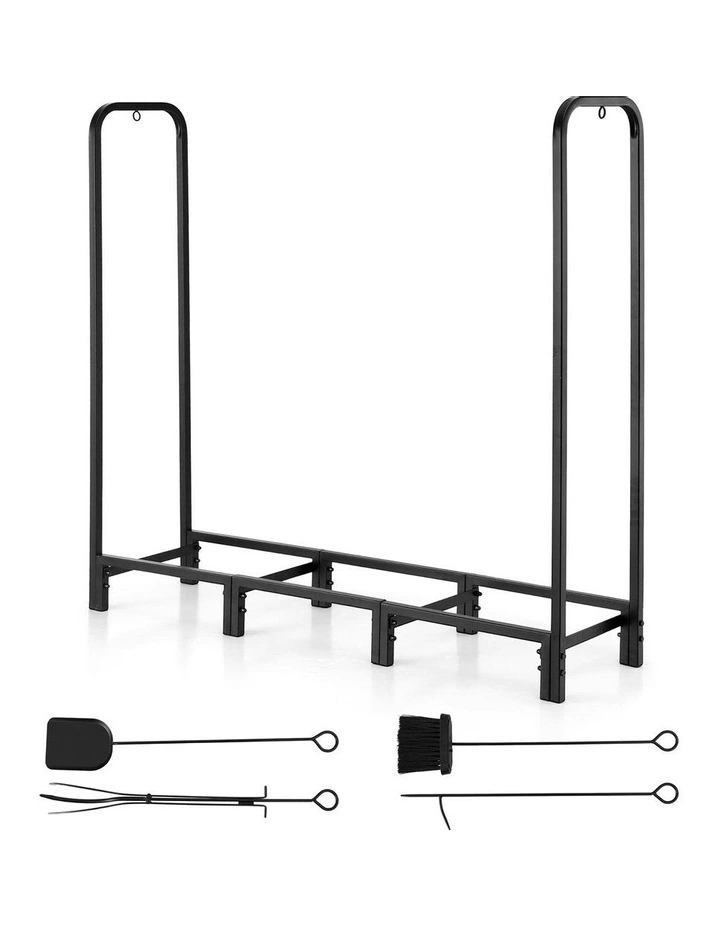 Wood Rack 3 Sizes Firewood Storage with Tools Firewood Rack 120cm in Black image 1