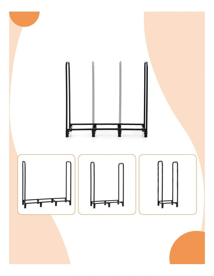 Wood Rack 3 Sizes Firewood Storage with Tools Firewood Rack 120cm in Black image 6