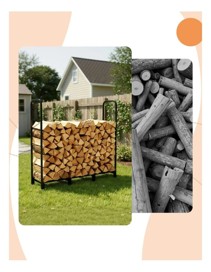Wood Rack 3 Sizes Firewood Storage with Tools Firewood Rack 120cm in Black image 7
