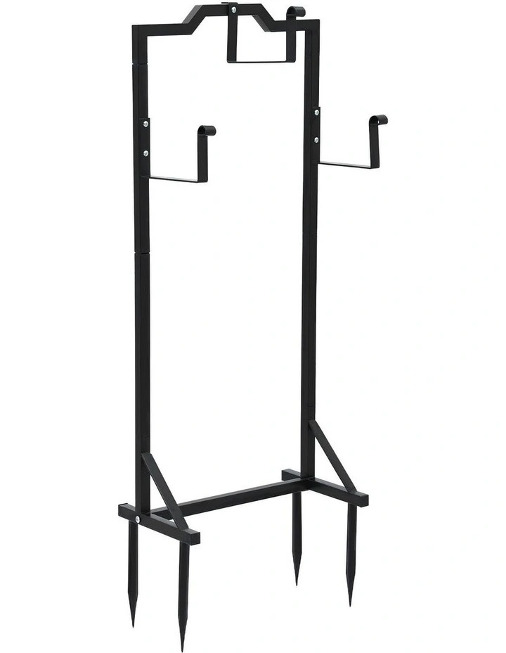 Garden Hose Holder Metal Portable Freestanding Hose Stand 4 Spikes in Black image 2