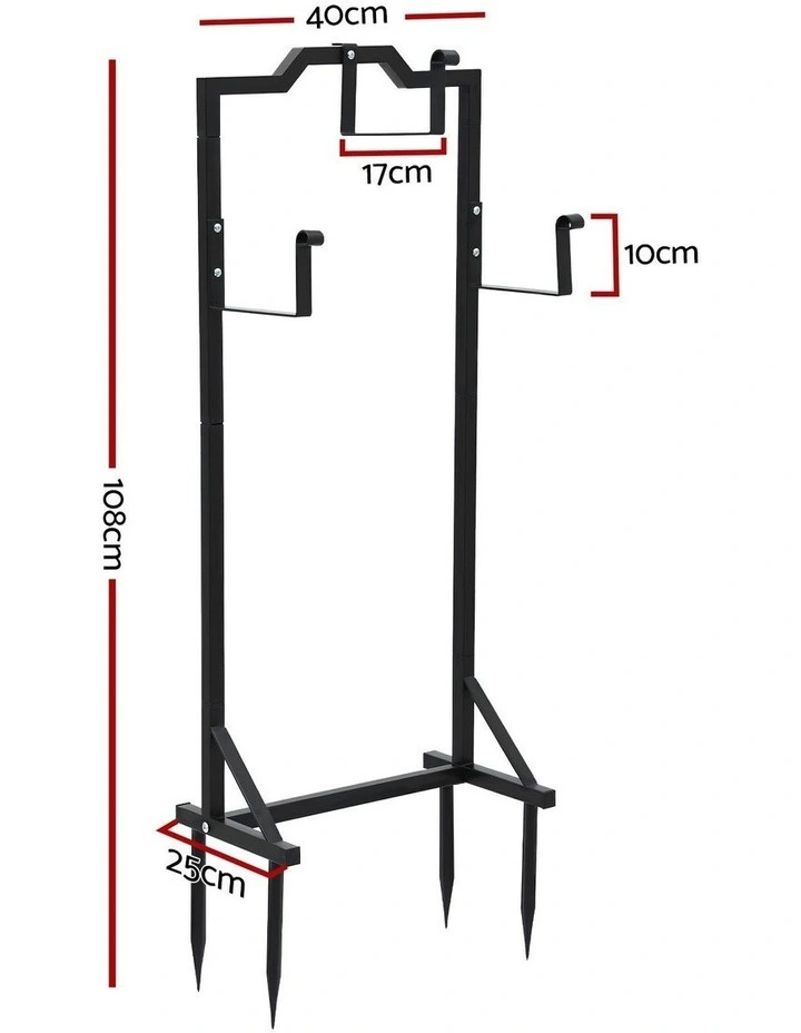 Garden Hose Holder Metal Portable Freestanding Hose Stand 4 Spikes in Black image 4