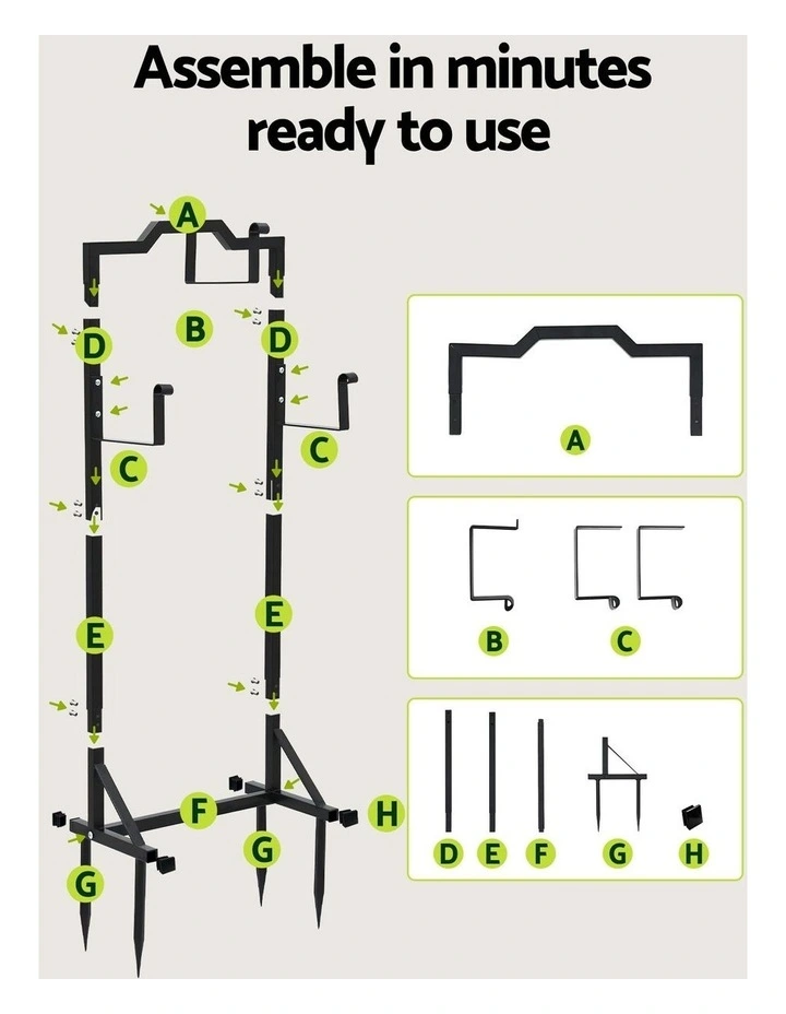 Garden Hose Holder Metal Portable Freestanding Hose Stand 4 Spikes in Black image 7