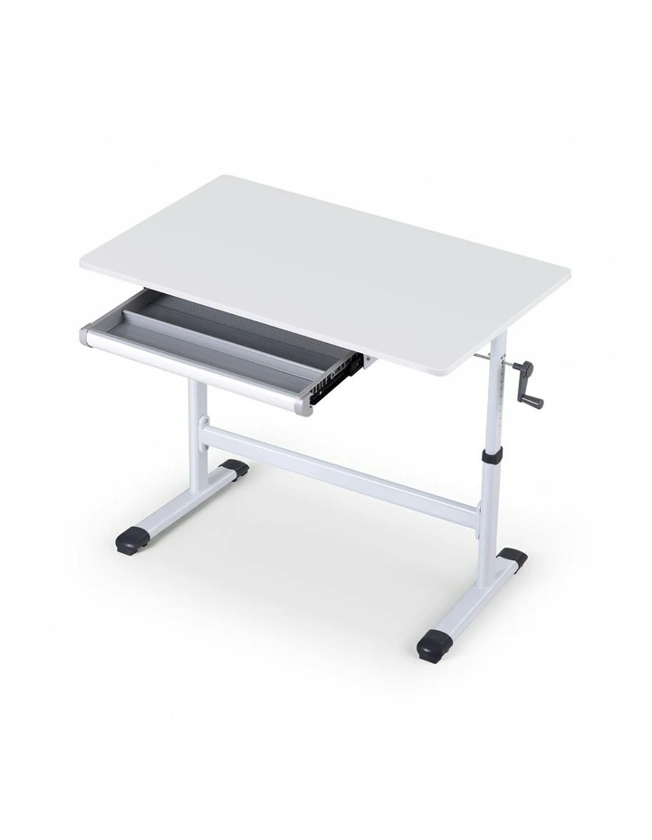 Manual Standing Desk Height Adjustable 100cm in White image 1