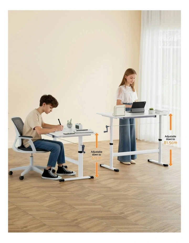Manual Standing Desk Height Adjustable 100cm in White image 6