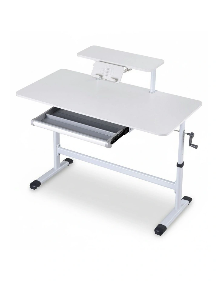 Manual Standing Desk Height Adjustable 120cm in White image 1