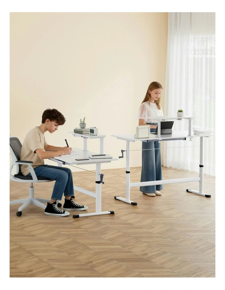 Manual Standing Desk Height Adjustable 120cm in White image 6