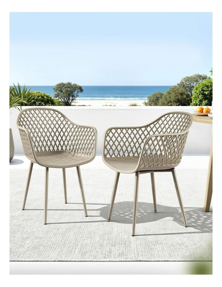 PP Lounge Patio Garden Outdoor Dining Chairs 4 Piece in Coffee image 3