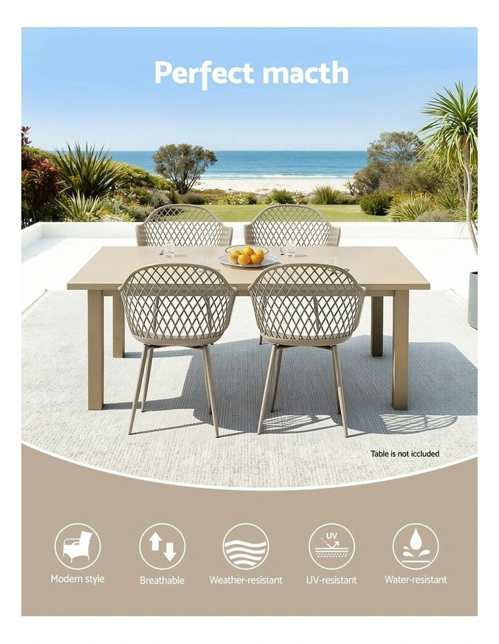 PP Lounge Patio Garden Outdoor Dining Chairs 4 Piece in Coffee image 5