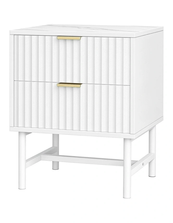 Bedside Table Drawers 2 in White image 1