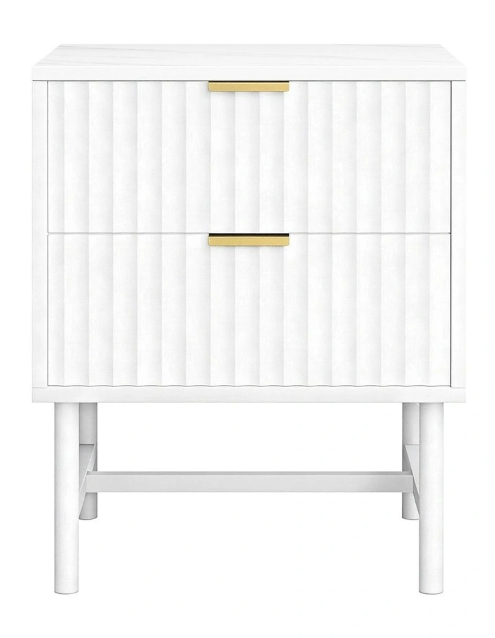 Bedside Table Drawers 2 in White image 2