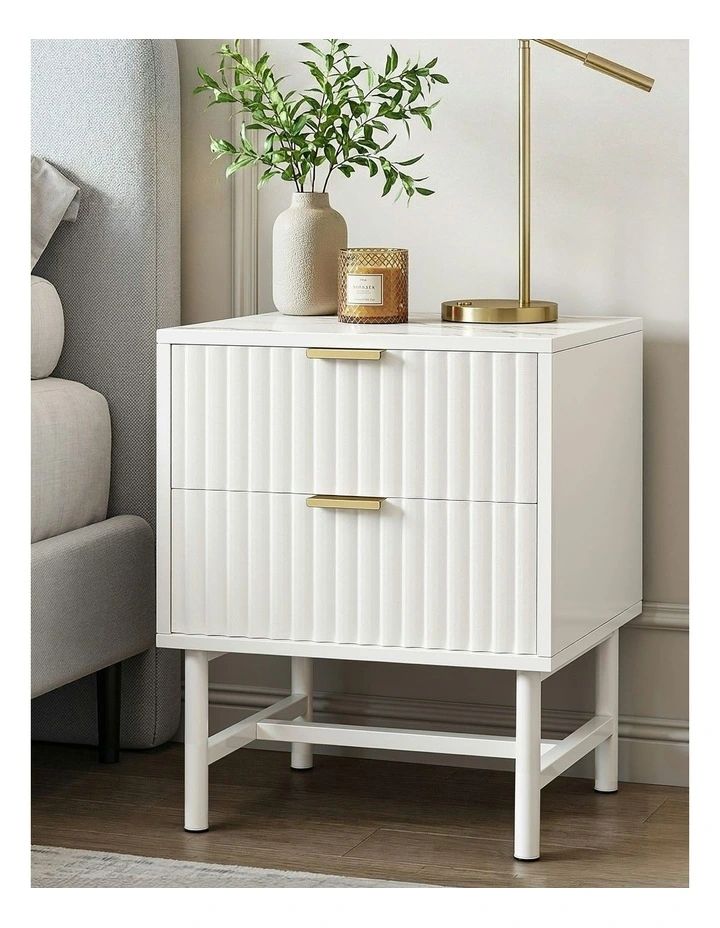 Bedside Table Drawers 2 in White image 3
