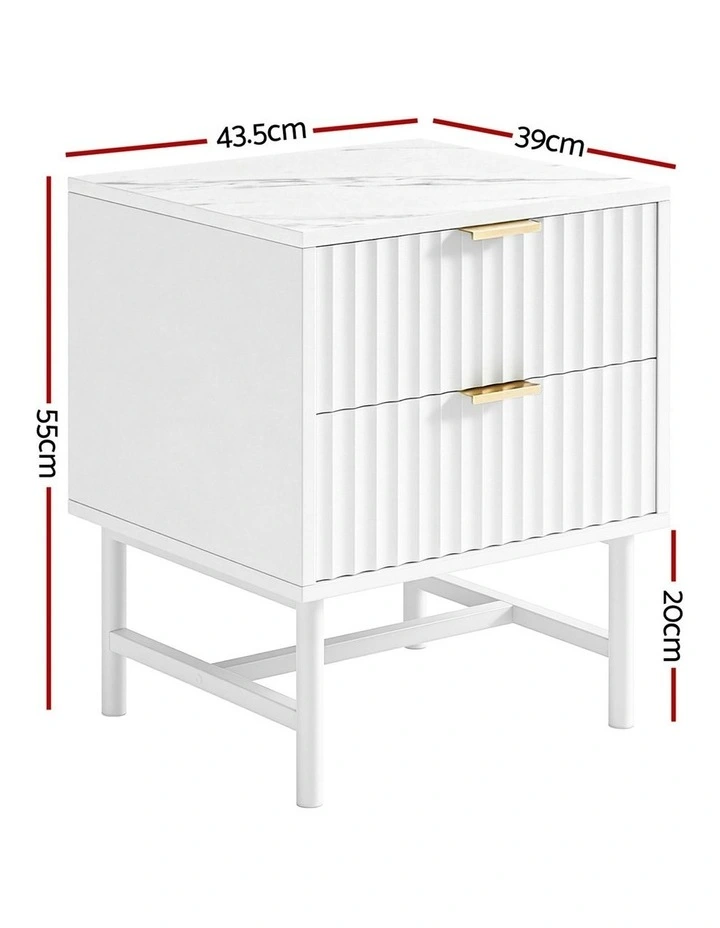 Bedside Table Drawers 2 in White image 4