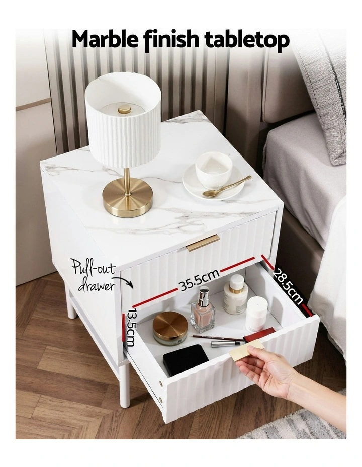 Bedside Table Drawers 2 in White image 5