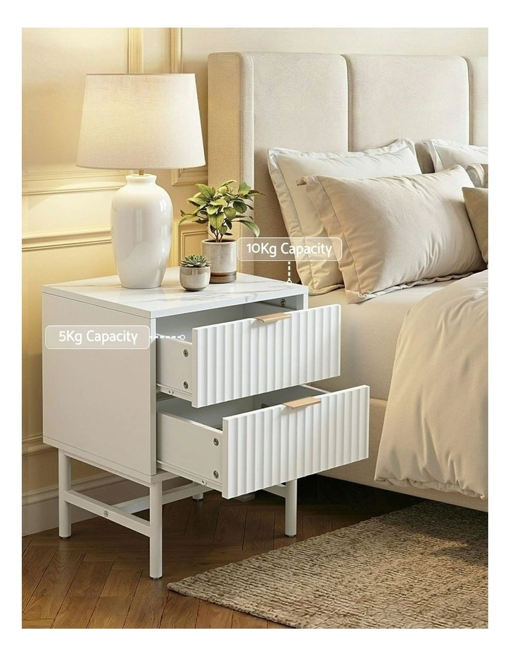 Bedside Table Drawers 2 in White image 6