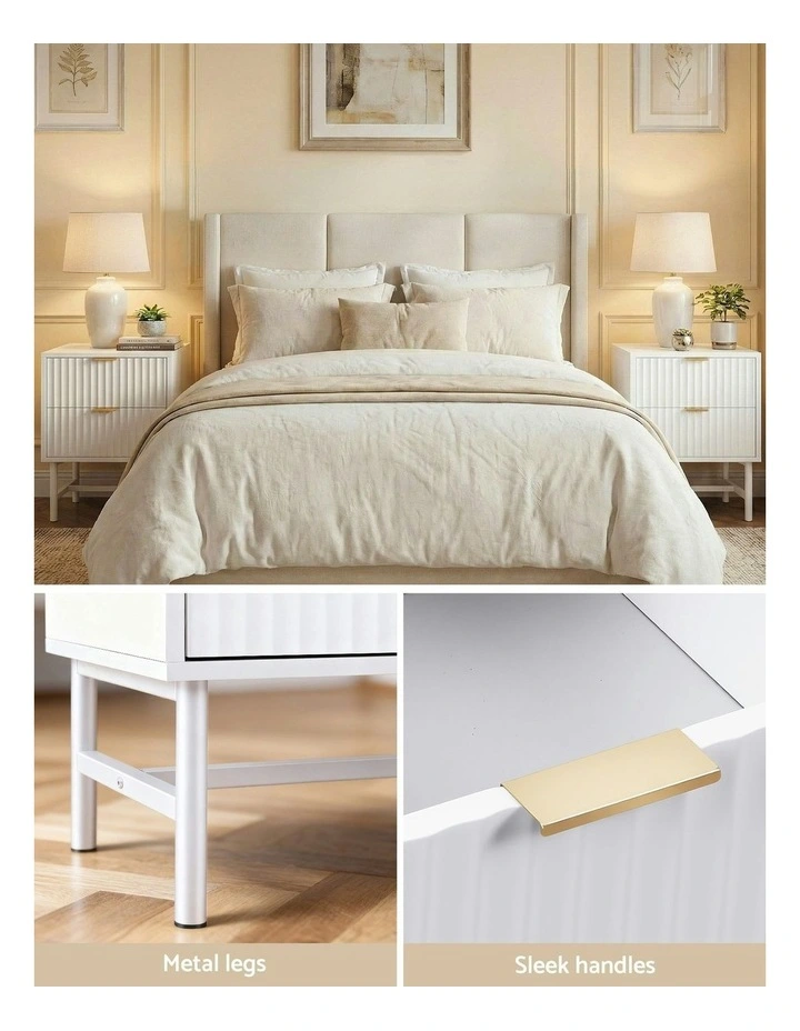 Bedside Table Drawers 2 in White image 7