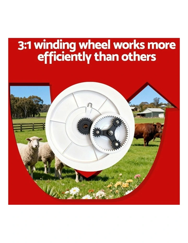 Electric Fence Reel Geared Portable Polywire Fencing Farm in White image 7