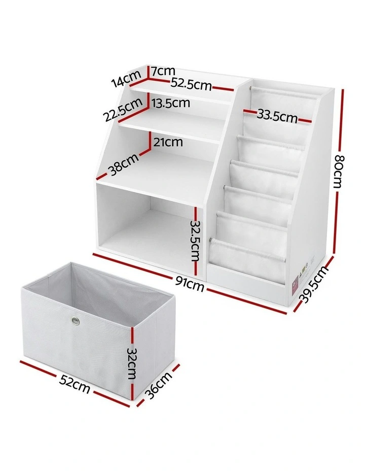 Bookshelf Bookcase Organizer Storage Rack Display Drawer in White image 4