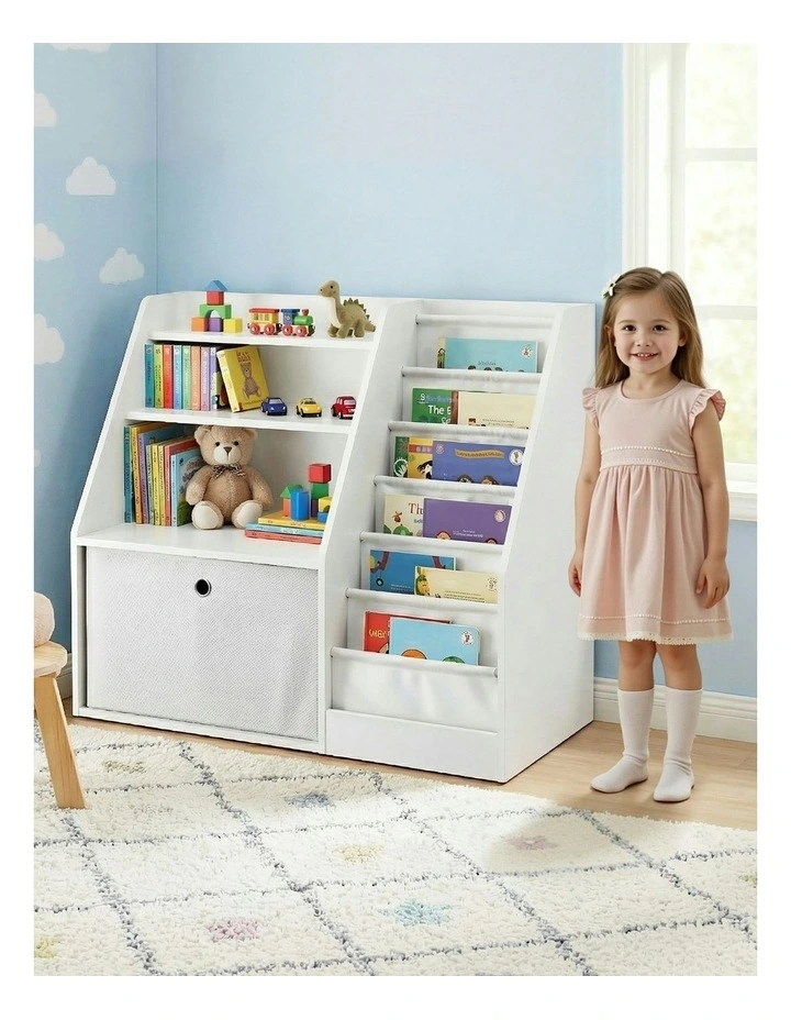 Bookshelf Bookcase Organizer Storage Rack Display Drawer in White image 5