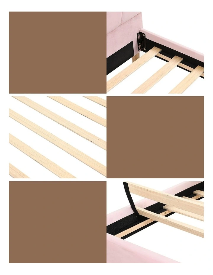 King Bed Frame With Bedside Table Set in Pink image 7