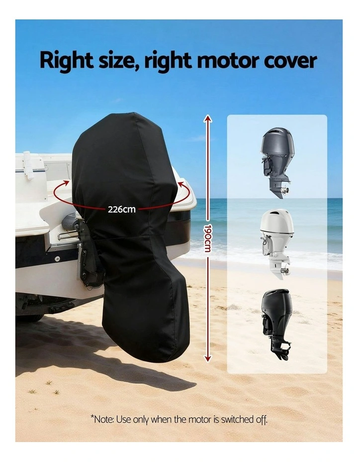 Full Outboard Boat Motor Engine Cover Dust Rain Protection 100hp -150hp 600D in Black image 5